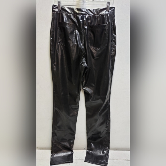 Michi by boule de neige womens large vintage PU high waisted shiny black pants - Picture 5 of 14